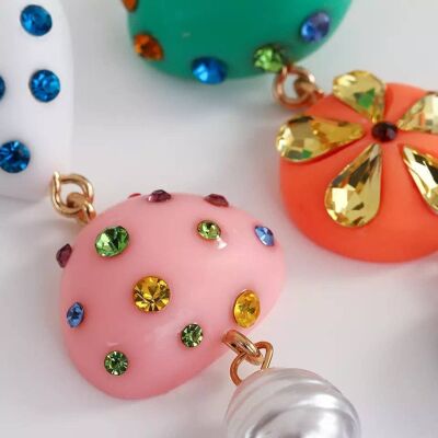 La Naomie Multicolour Pebble Crystal Pearl Drop Earrings