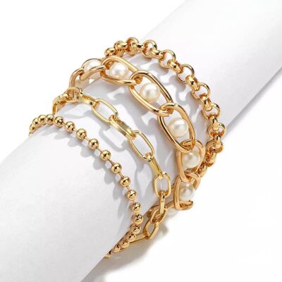 La Sophia 14K Gold Pearl Cuban Bracelet