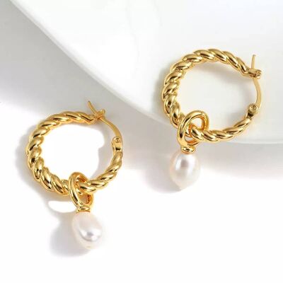 La Rossetta Gold Freshwater Pearl Baroque Earrings