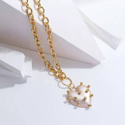 La Anabella Gold Pearl Love Pendant Necklace