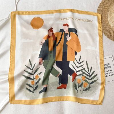 Sunny Walk-Print Silk Foulard