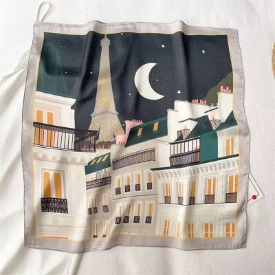 Eiffel Night-Print Silk Foulard