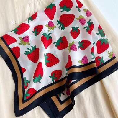 Strawberry-Print Silk Foulard
