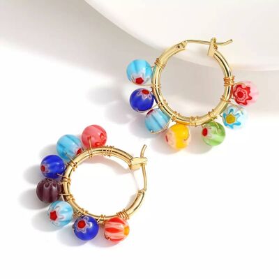 La Chanel Gold Multicolour Pebble Earrings