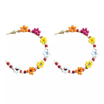 La Chanel Gold Multicolour Flower Earrings