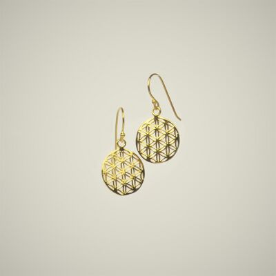 Pendientes flor de la vida, plata 925 con baño de oro