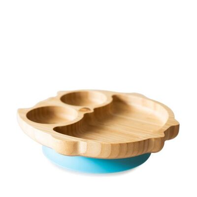Bamboo Owl Sucton Plate - Blue