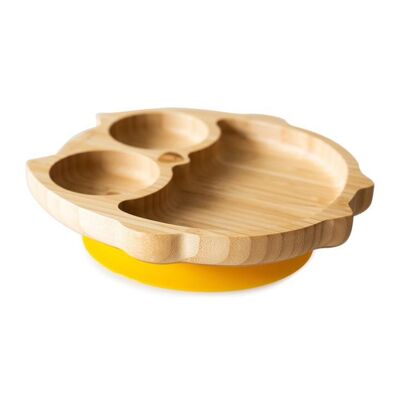 Bamboo Owl Sucton Plate - Yellow