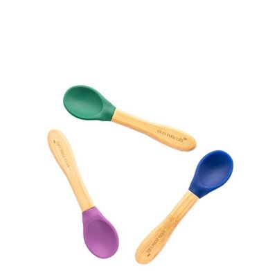 Best Bamboo and Silicone Spoon Set - Blue, Green, Orange