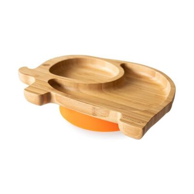 Bamboo Elephant Suction Plate - Orange