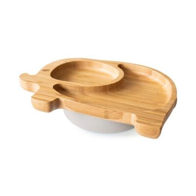 Bamboo Elephant Suction Plate - Grey