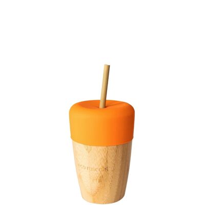 Bamboo Cup with Straws - Orange