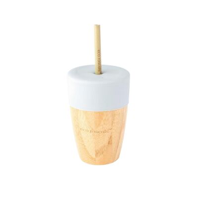 Bamboo Cup with Straws - Grey