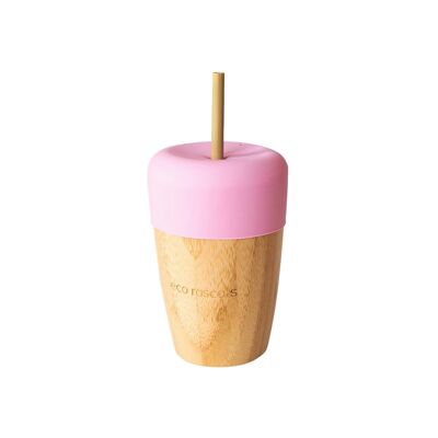 Bamboo Cup with Straws - Pink