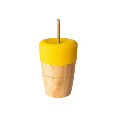 Bamboo Cup with Straws - Yellow