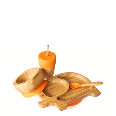 Bamboo Elephant Plate Gift Set - Orange