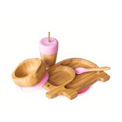 Bamboo Elephant Plate Gift Set - Pink