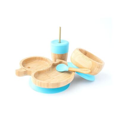 Bamboo Duck Plate Gift Set - Blue