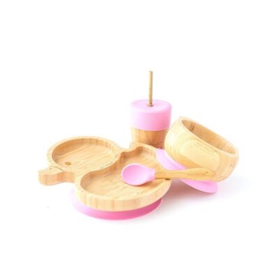 Bamboo Duck Plate Gift Set - Pink