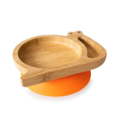 Bamboo Snail Suction Snack Plate - Orange