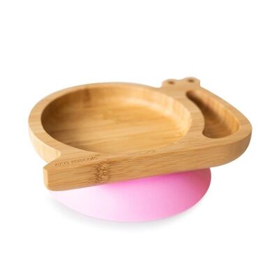 Bamboo Snail Suction Snack Plate - Pink