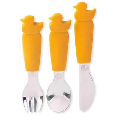 Three Piece Cutlery Set for Children - Mustard
