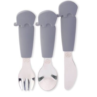 Three Piece Cutlery Set for Children - Silver