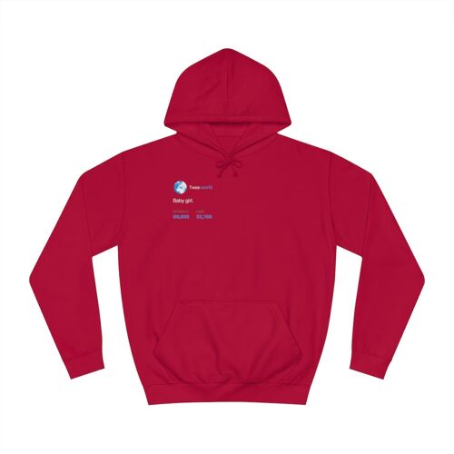 Baby Girl. Hoodie - Fire Red