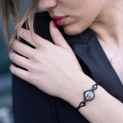 Black steel watch for women - interchangeable bracelets - Limited Edition - Black Midnight