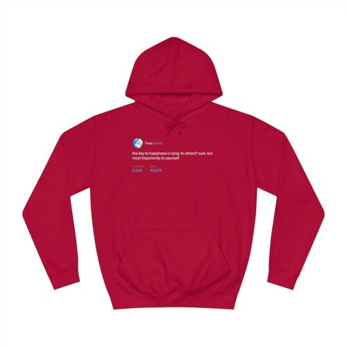 Key of happiness is lying Hoodie - Fire Red