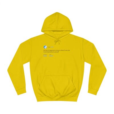 Sudadera con capucha La llave de la felicidad está mintiendo - Amarillo sol