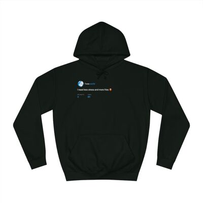 Less stress, more fries Hoodie - Jet Black