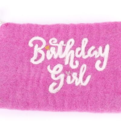 felt bag Birthday Girl; pink