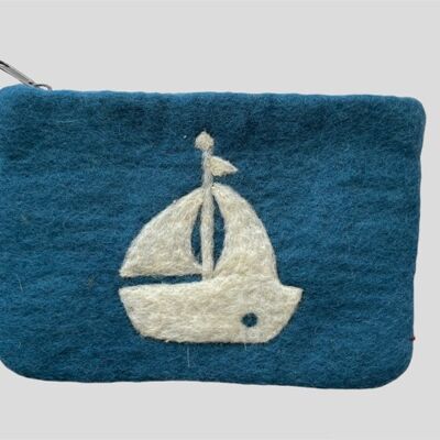 felt bag sailing boat; blue