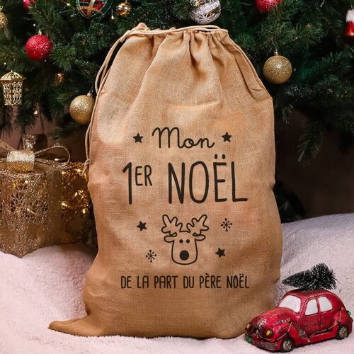 Hotte de Noël (55 x 75cm) jute Mon premier Noël