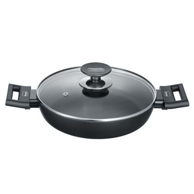 Serving pan, Alu Induction Serving pan with glass lid 24 cm, black