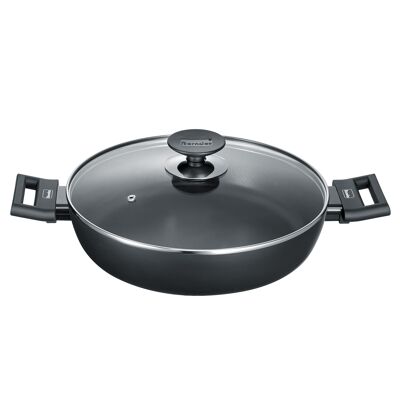 Serving pan, Alu Induction Serving pan with glass lid 28 cm, black