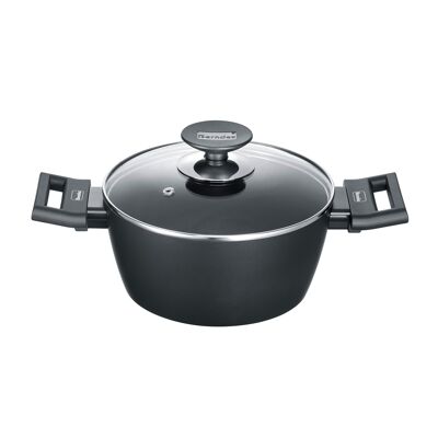 Saucepan, Alu Induction saucepan with glass lid 20 cm, black