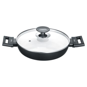 Plat de service, induction en aluminium b.nature plat de service avec couvercle en verre 24 cm, noir/blanc 1