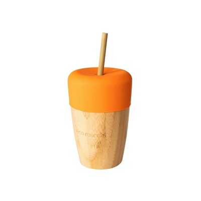 Bamboo Cup with Straws - Orange