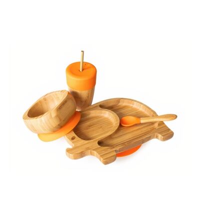 Bamboo Elephant Plate Gift Set - Orange