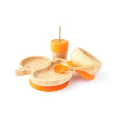 Bamboo Duck Plate Gift Set - Orange