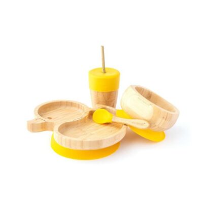 Bamboo Duck Plate Gift Set - Yellow