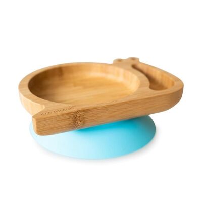 Bamboo Snail Suction Snack Plate - Blue