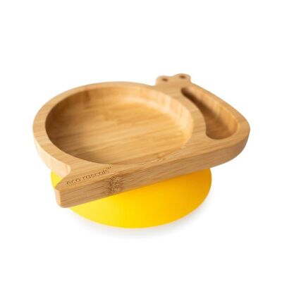 Bamboo Snail Suction Snack Plate - Yellow