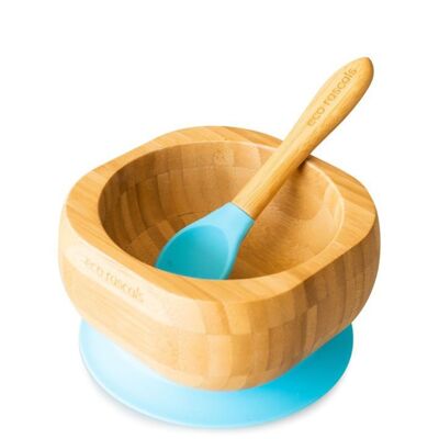 Bamboo Suction Bowl & Spoon Set - Blue