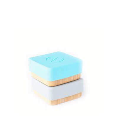 Bamboo Snack Pots - Blue & Grey