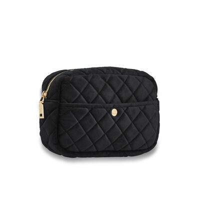 Black Velvet Medium Quilted Beauty Bag