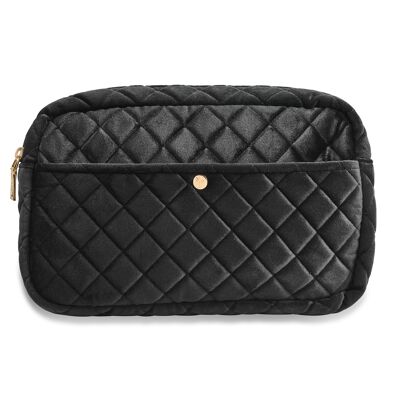 Beauty bag grande trapuntata in velluto nero