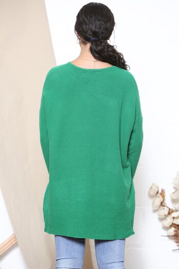 Pull vert d'hiver petit cœur scintillant 3